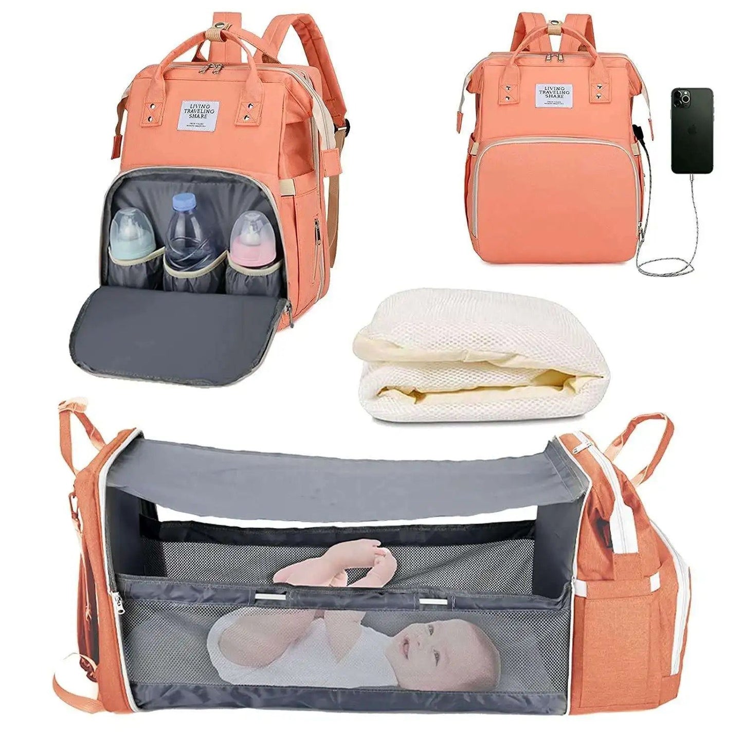 Mochila Pañalera Multifuncional 7 en 1 – ¡Tu Asistente de Viaje Ideal con Bebé!