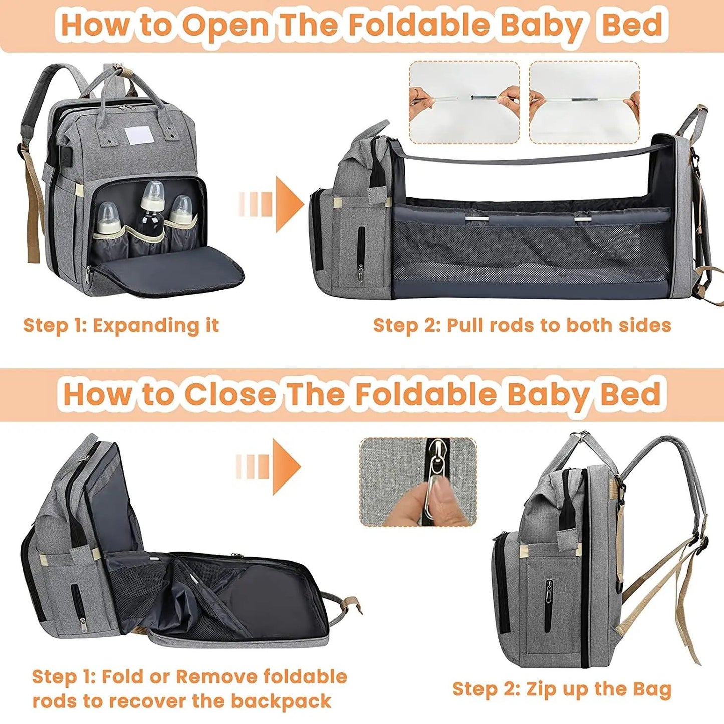 Mochila Pañalera Multifuncional 7 en 1 – ¡Tu Asistente de Viaje Ideal con Bebé!