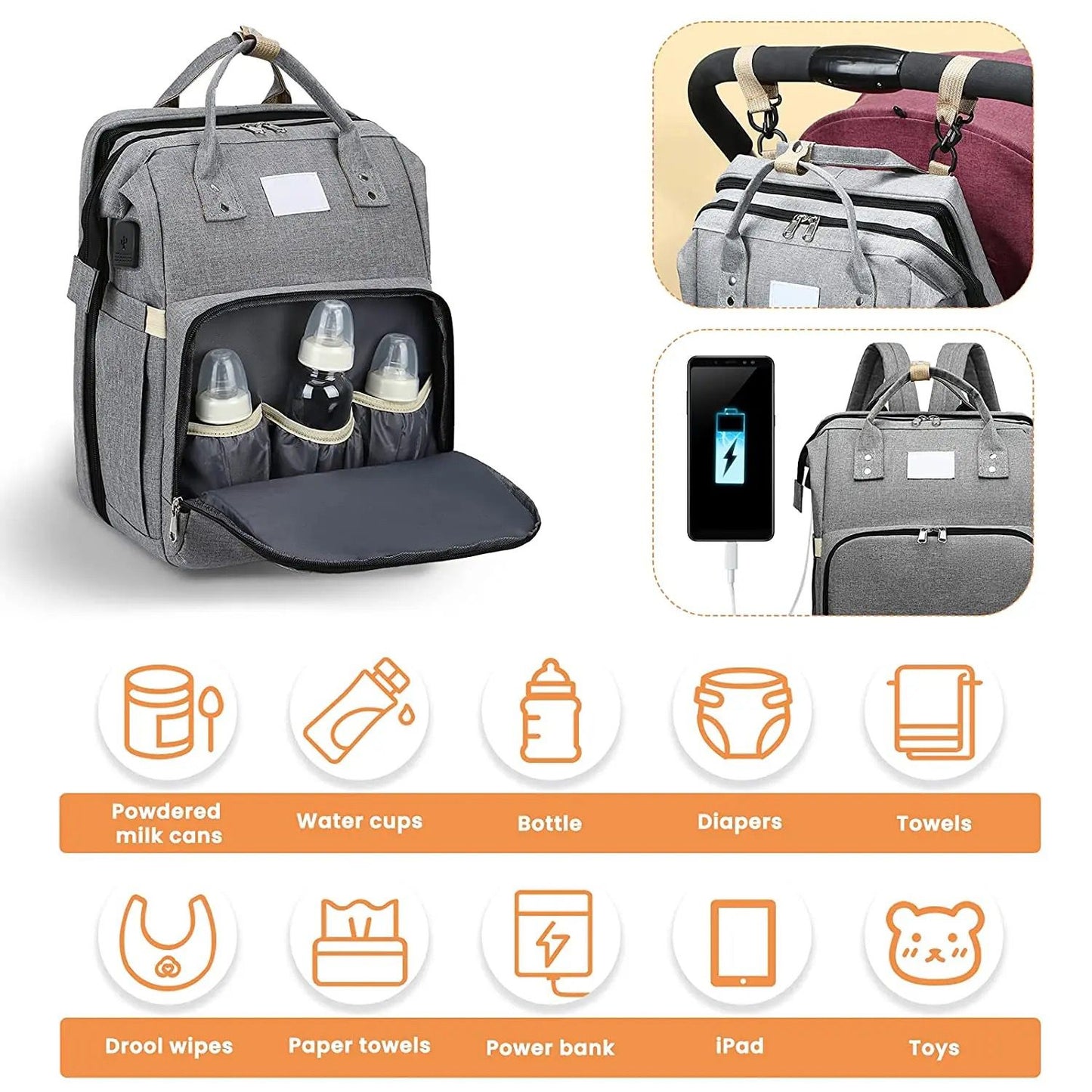 Mochila Pañalera Multifuncional 7 en 1 – ¡Tu Asistente de Viaje Ideal con Bebé!