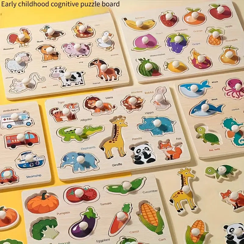 Puzzle 3D de Madera para Niños – Juguete Educativo y Portátil