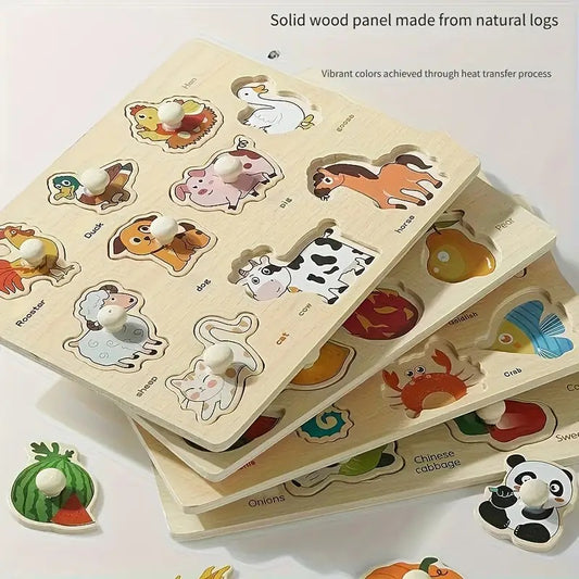 Puzzle 3D de Madera para Niños – Juguete Educativo y Portátil