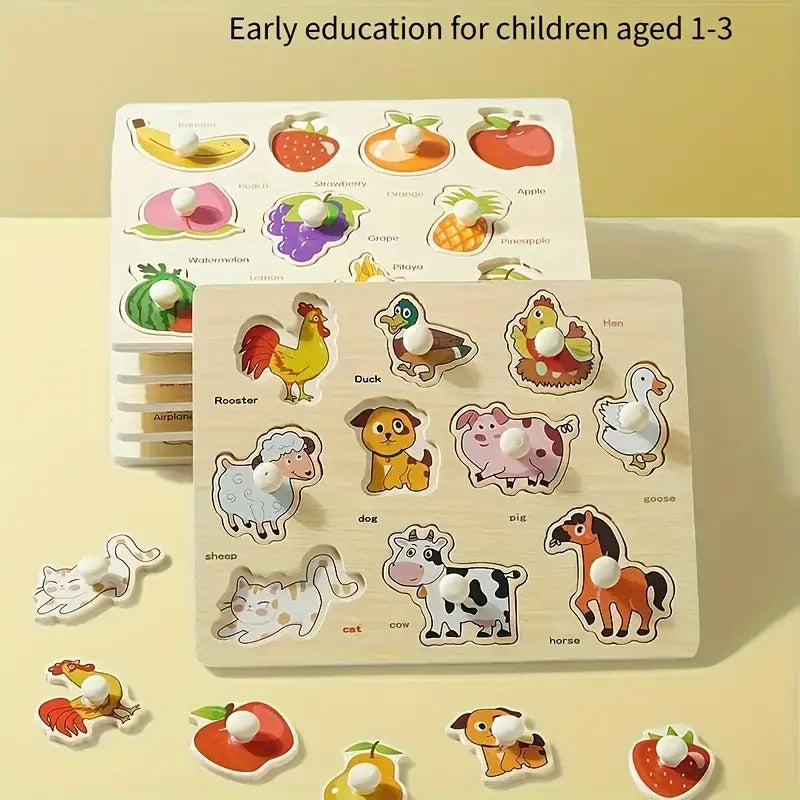Puzzle 3D de Madera para Niños – Juguete Educativo y Portátil